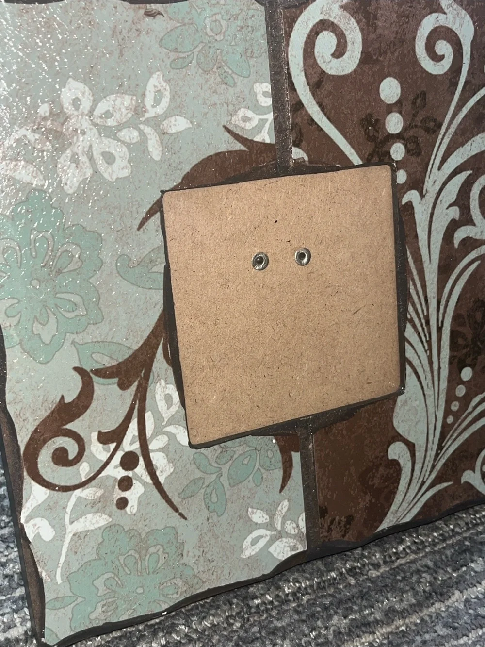 Decorative Floral Pattern Picture Frame in Sage Green and Brown